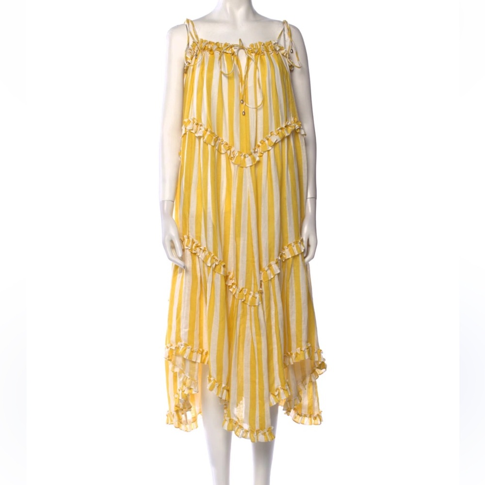 Zimmermann Yellow and White Asymmetrical Dress - Picture 9 of 11